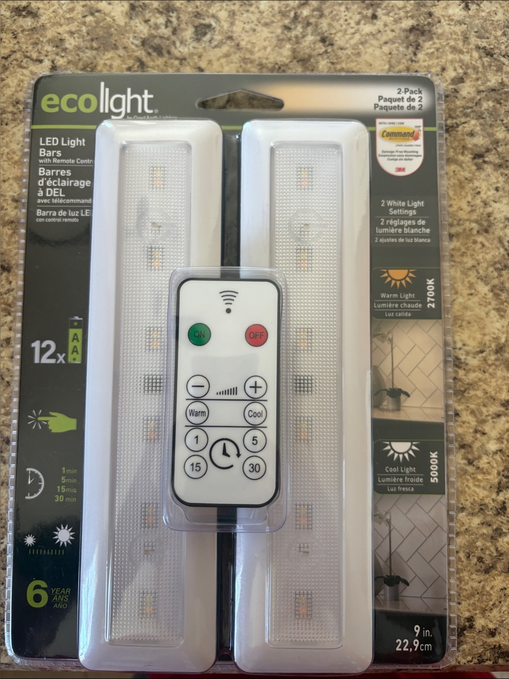 2-Pack White LED Reading Light Bars with Remote Control